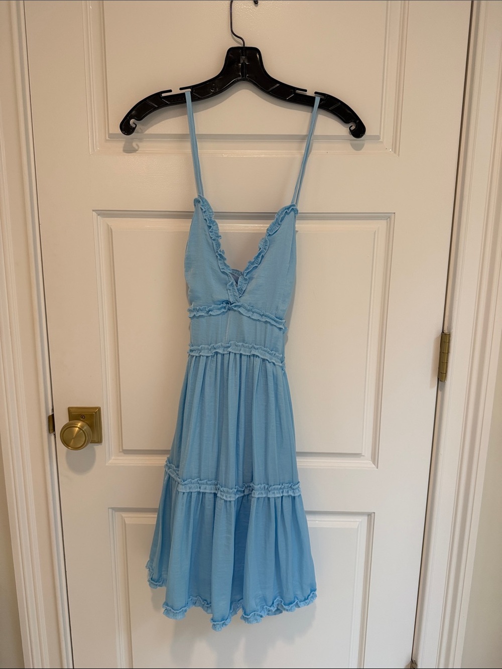 She + Sky Light Blue Ruffled Tiered Sundress